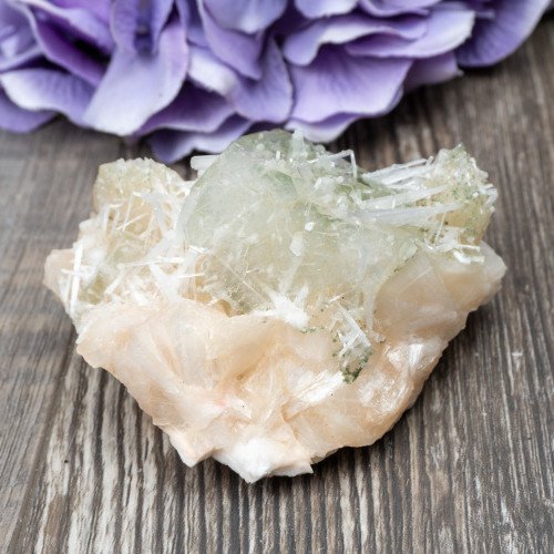 Green Apophyllite with Scolecite and Stilbite #15