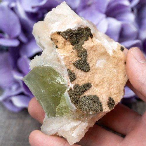 Green Apophyllite with Scolecite and Stilbite #15