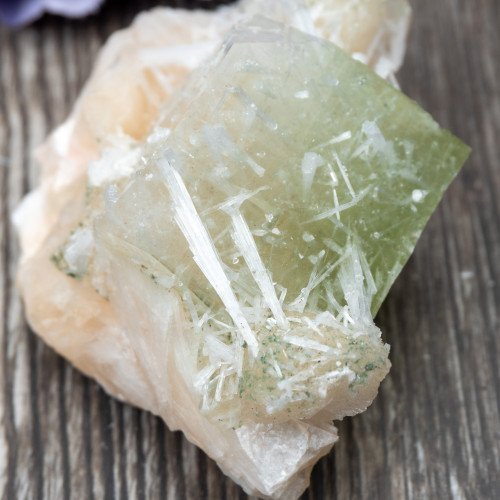 Green Apophyllite with Scolecite and Stilbite #15