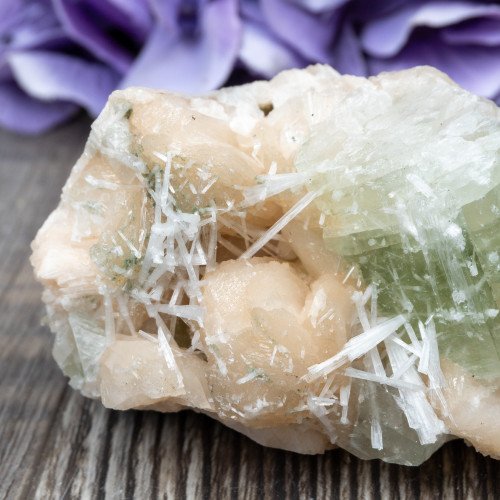 Green Apophyllite with Scolecite and Stilbite #14