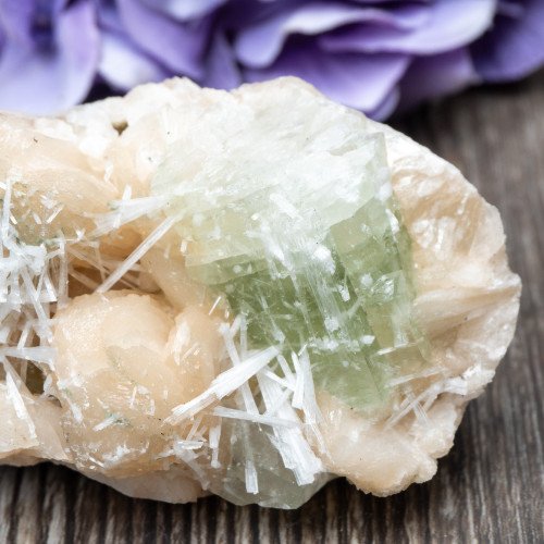 Green Apophyllite with Scolecite and Stilbite #14