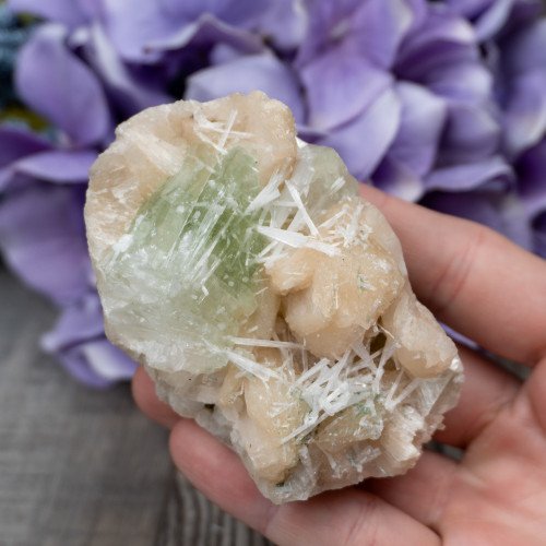 Green Apophyllite with Scolecite and Stilbite #14