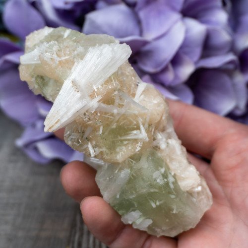 Green Apophyllite with Scolecite and Stilbite #13