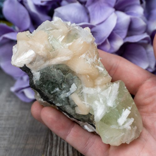 Green Apophyllite with Scolecite and Stilbite #13
