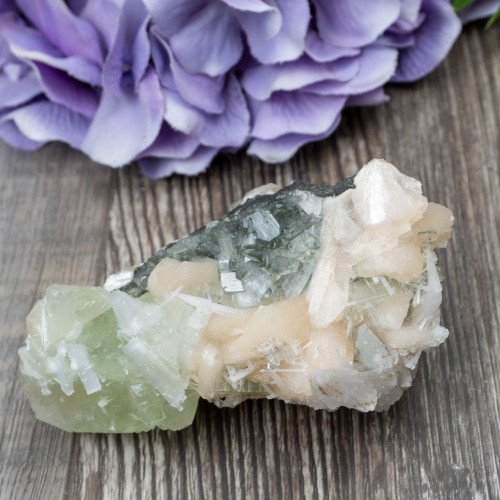 Green Apophyllite with Scolecite and Stilbite #13