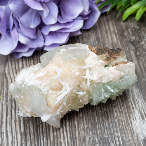 Green Apophyllite with Scolecite and Stilbite #13