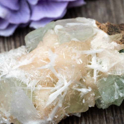 Green Apophyllite with Scolecite and Stilbite #13