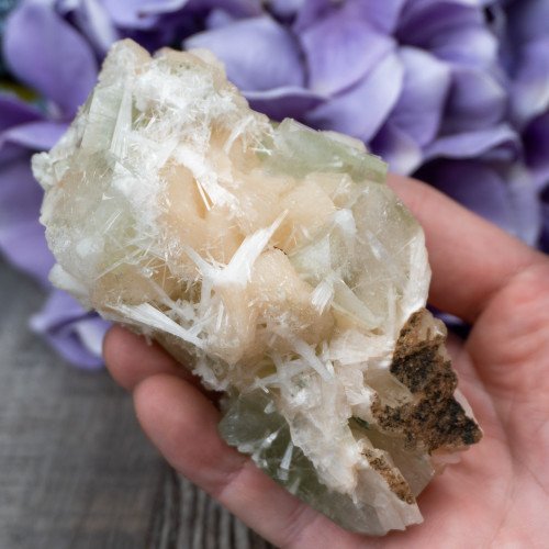 Green Apophyllite with Scolecite and Stilbite #13