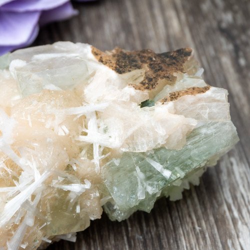 Green Apophyllite with Scolecite and Stilbite #13
