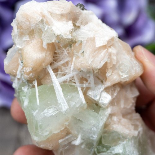 Green Apophyllite with Scolecite and Stilbite #12