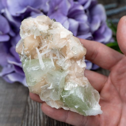 Green Apophyllite with Scolecite and Stilbite #12
