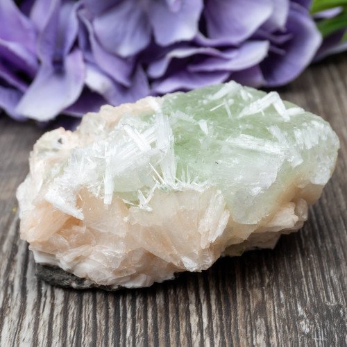 Green Apophyllite with Scolecite and Stilbite #10