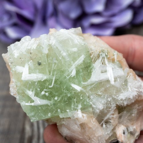 Green Apophyllite with Scolecite and Stilbite #10