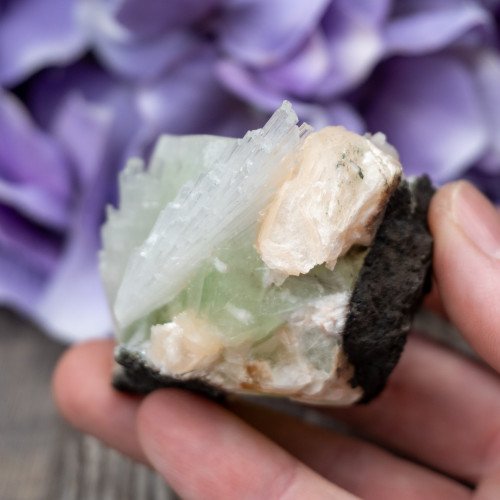 Green Apophyllite with Scolecite and Stilbite #8