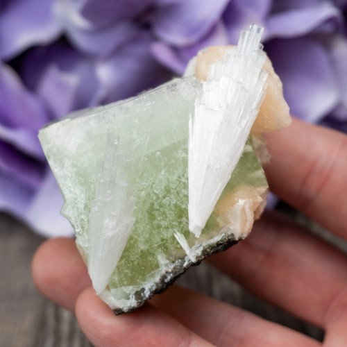 Green Apophyllite with Scolecite and Stilbite #8