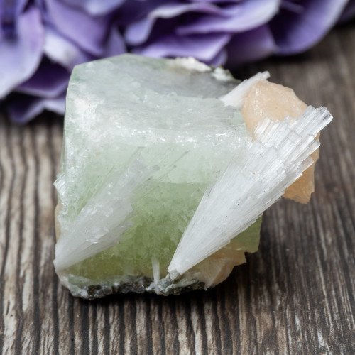 Green Apophyllite with Scolecite and Stilbite #8