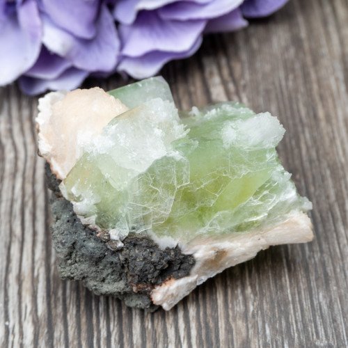 Green Apophyllite with Scolecite and Stilbite #6