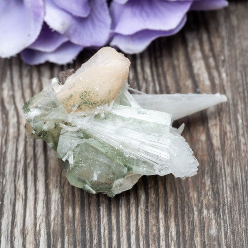 Green Apophyllite with Scolecite and Stilbite #3