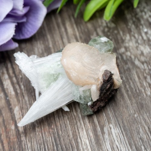 Green Apophyllite with Scolecite and Stilbite #3