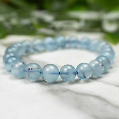Aquamarine with Black Tourmaline Bracelet 8mm