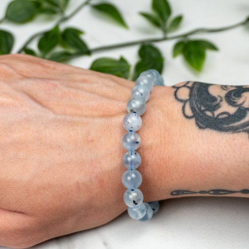 Aquamarine with Black Tourmaline Bracelet 8mm