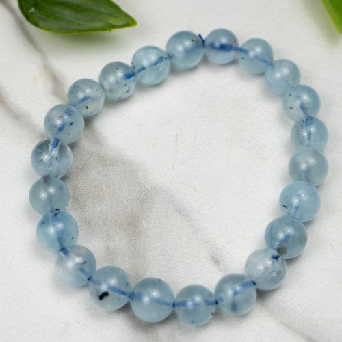 Aquamarine with Black Tourmaline Bracelet 8mm