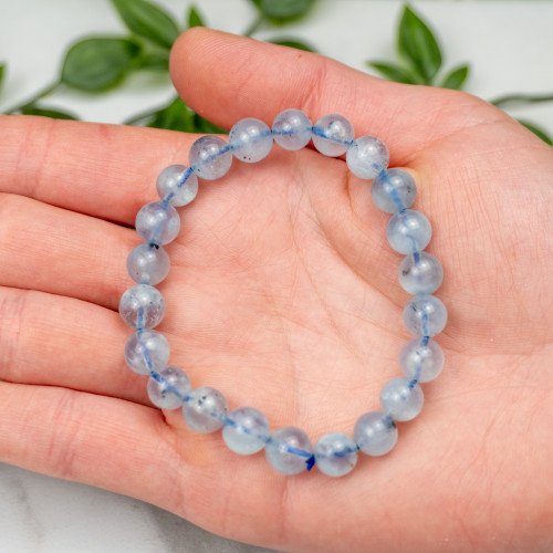 Aquamarine with Black Tourmaline Bracelet 8mm
