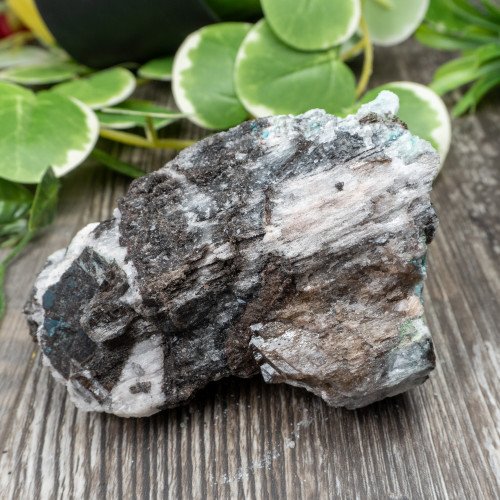 Blue Quartz in Selenite with Black Calcite #4