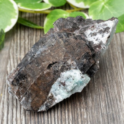 Blue Quartz in Selenite with Black Calcite #2