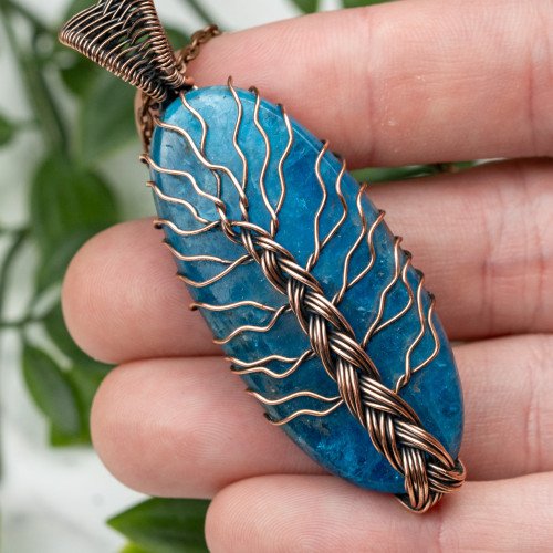 Blue Apatite Tree of Life Necklace #1