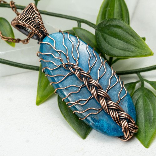 Blue Apatite Tree of Life Necklace #1