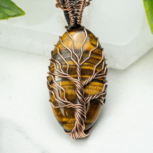 Tiger Eye Tree of Life Necklace #1