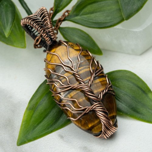 Tiger Eye Tree of Life Necklace #1