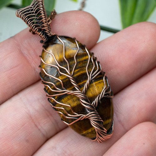 Tiger Eye Tree of Life Necklace #1