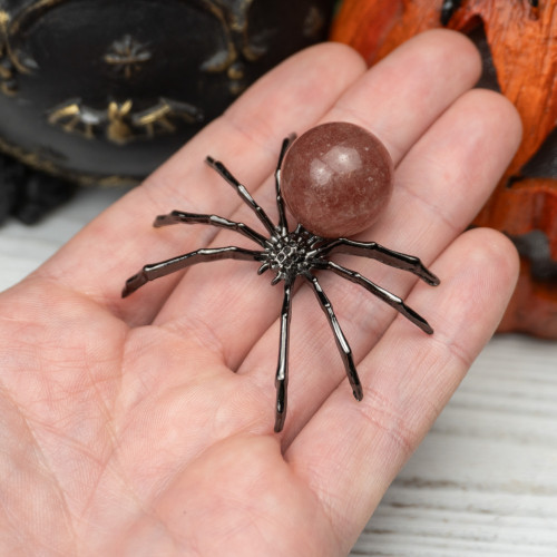 Strawberry Quartz Crystal Spider #1