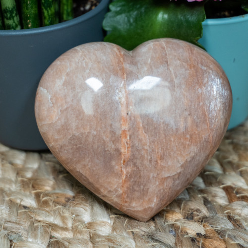 Large Peach Moonstone Heart