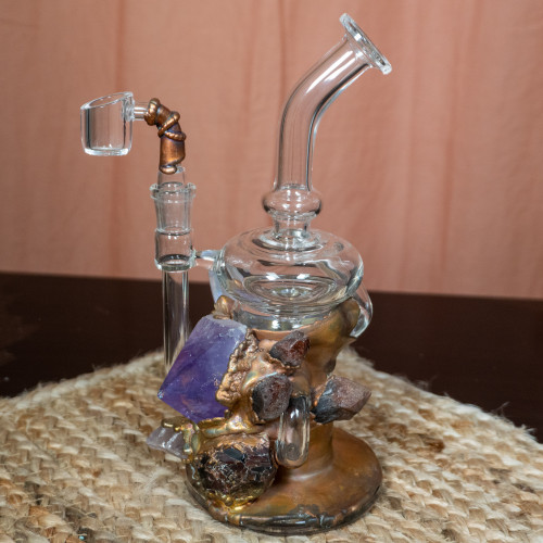 Angel Aura, Amethyst, and Garnet Dab Oil Smoking Rig