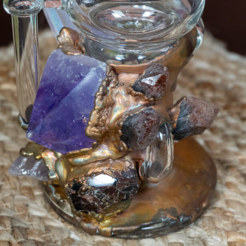 Angel Aura, Amethyst, and Garnet Dab Oil Smoking Rig