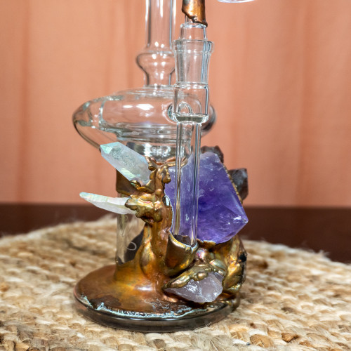 Angel Aura, Amethyst, and Garnet Dab Oil Smoking Rig