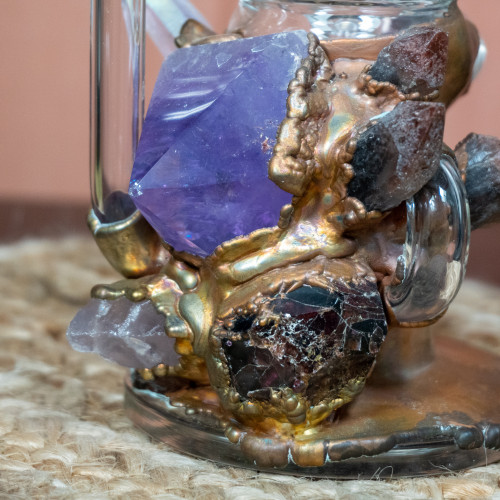 Angel Aura, Amethyst, and Garnet Dab Oil Smoking Rig