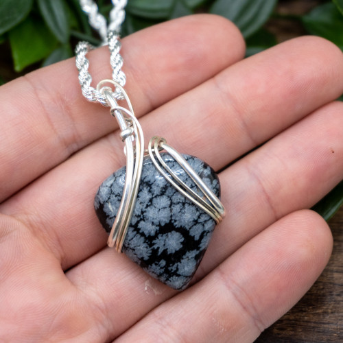 Snowflake Obsidian Silver Wrap