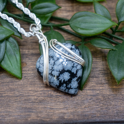 Snowflake Obsidian Silver Wrap