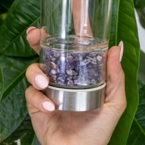 Amethyst Water Bottle With Holder