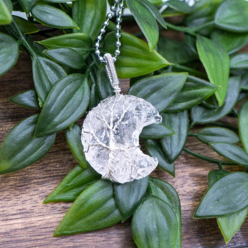 Quartz Tree of Life Moon Necklace The Crystal Council