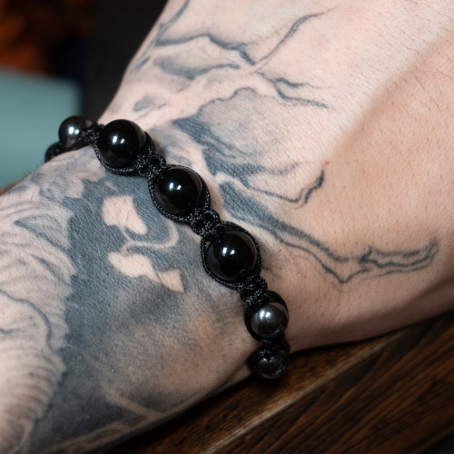 Black Onyx and Magnetic Hematite Bracelet