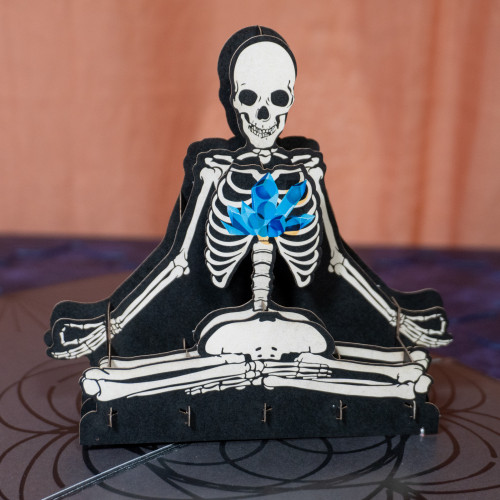 Meditating Skeleton Popup Card