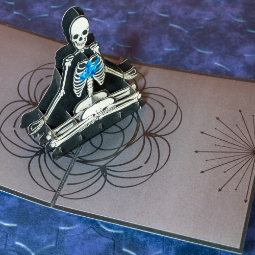 Meditating Skeleton Popup Card