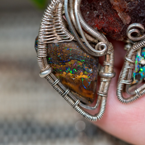 Spessarite Garnet and Boulder Opal Wrap