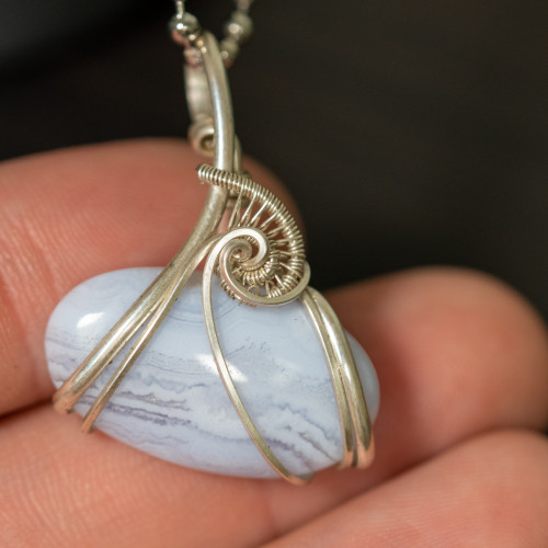 Blue Lace Agate Necklace #3