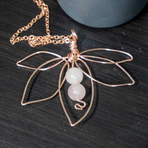 Rose Quartz Butterfly Necklace #1